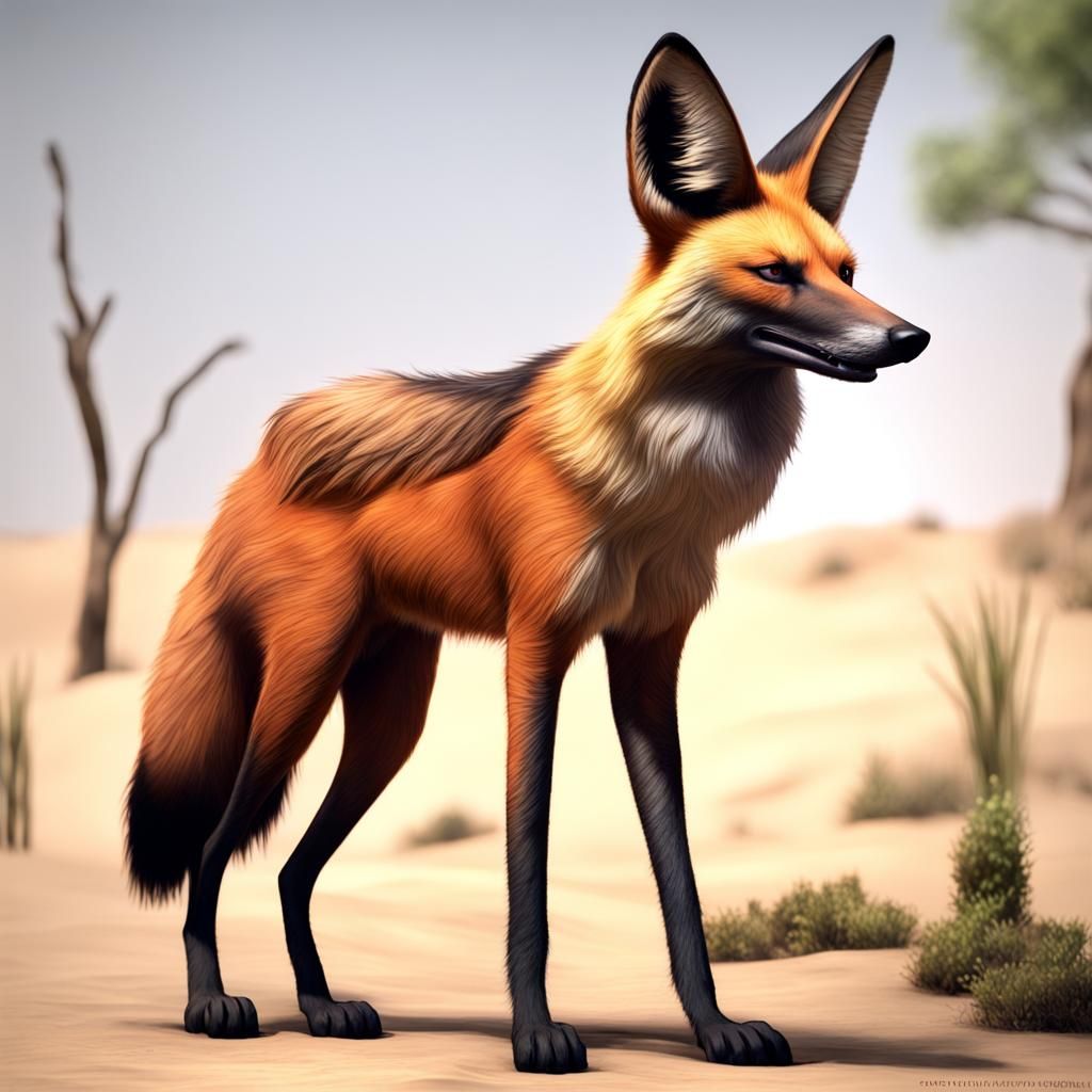 Hyperrealistic Maned Wolf on Earth Cartoon Style