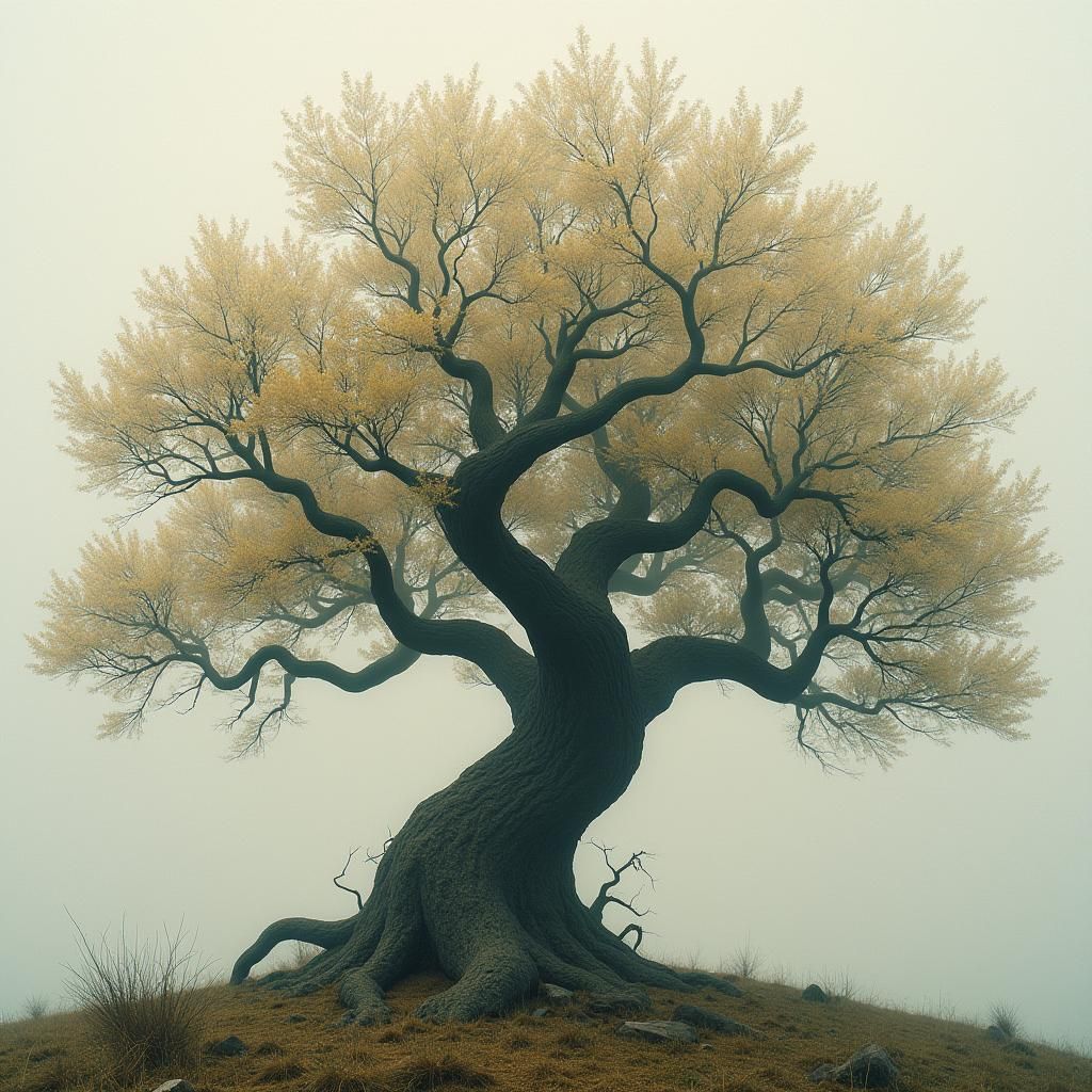 Majestic Tree of Sound Waves in Surrealist Style