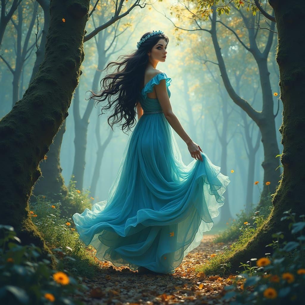 Elf Woman Portrait with Black Hair