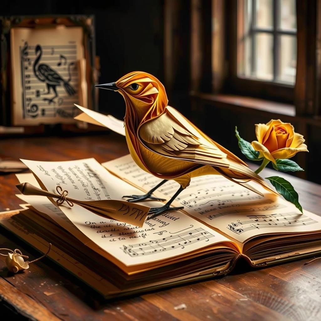 Quilled Paper Art with Song and Rose