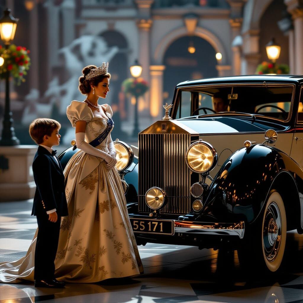 Queen Elisabeth and Jindra with Rolls Royce, Cinematic Film ...