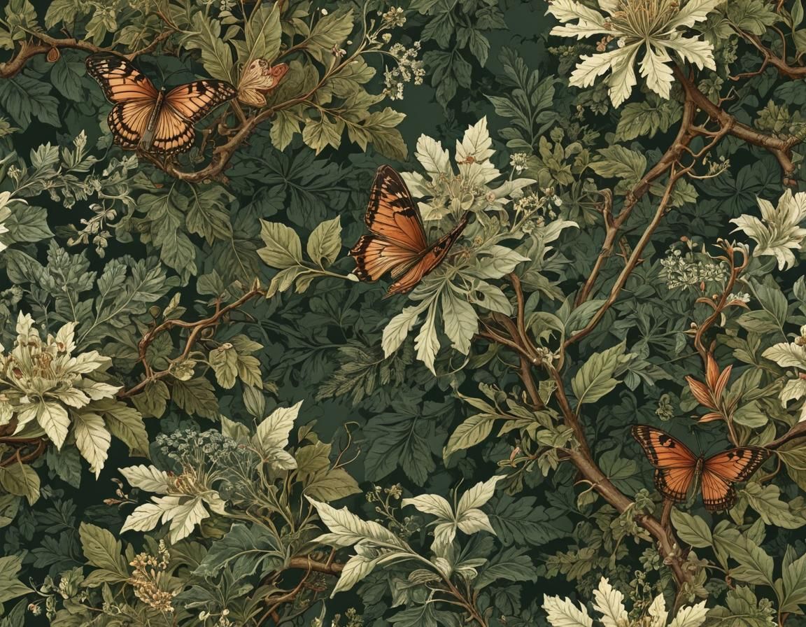 Botanical Art in Victorian Style with Fractal Expressionism