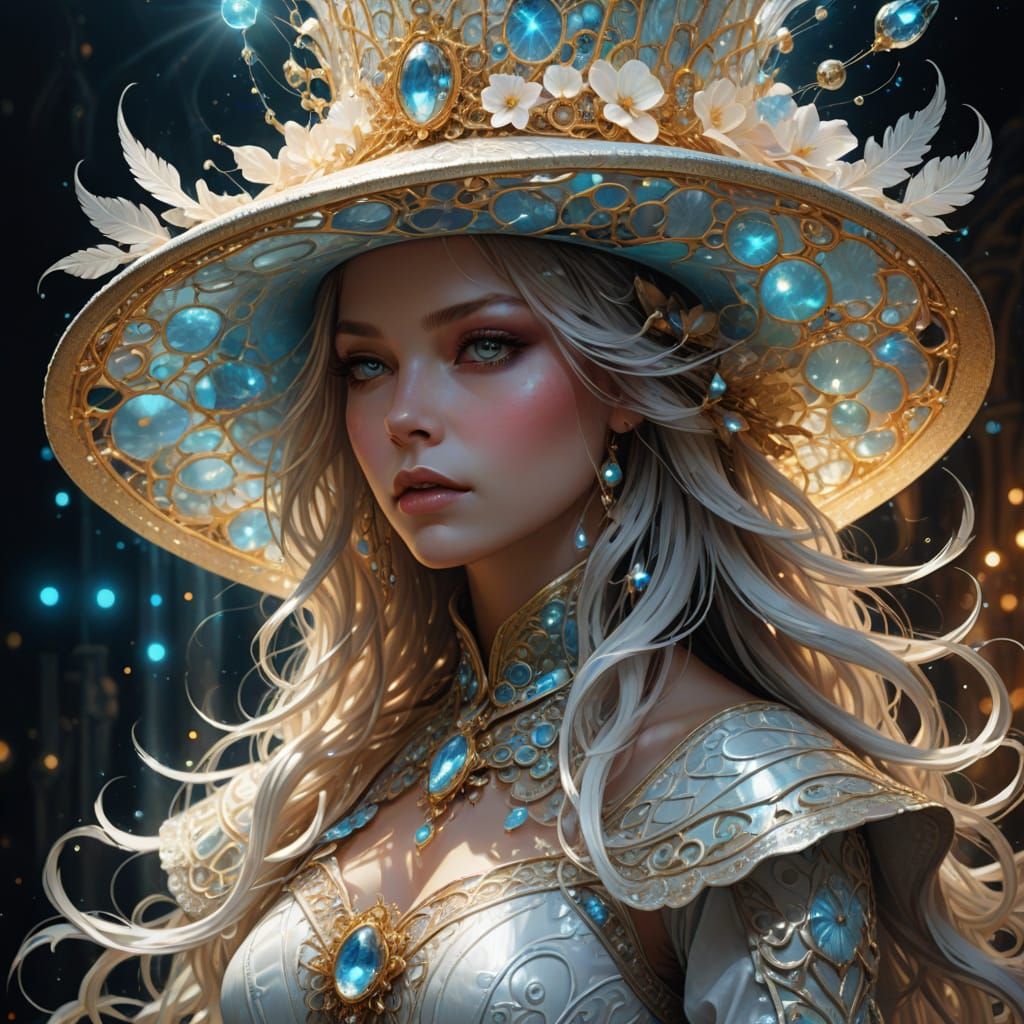 Woman in Big Hat in Fantasy Digital Art Style