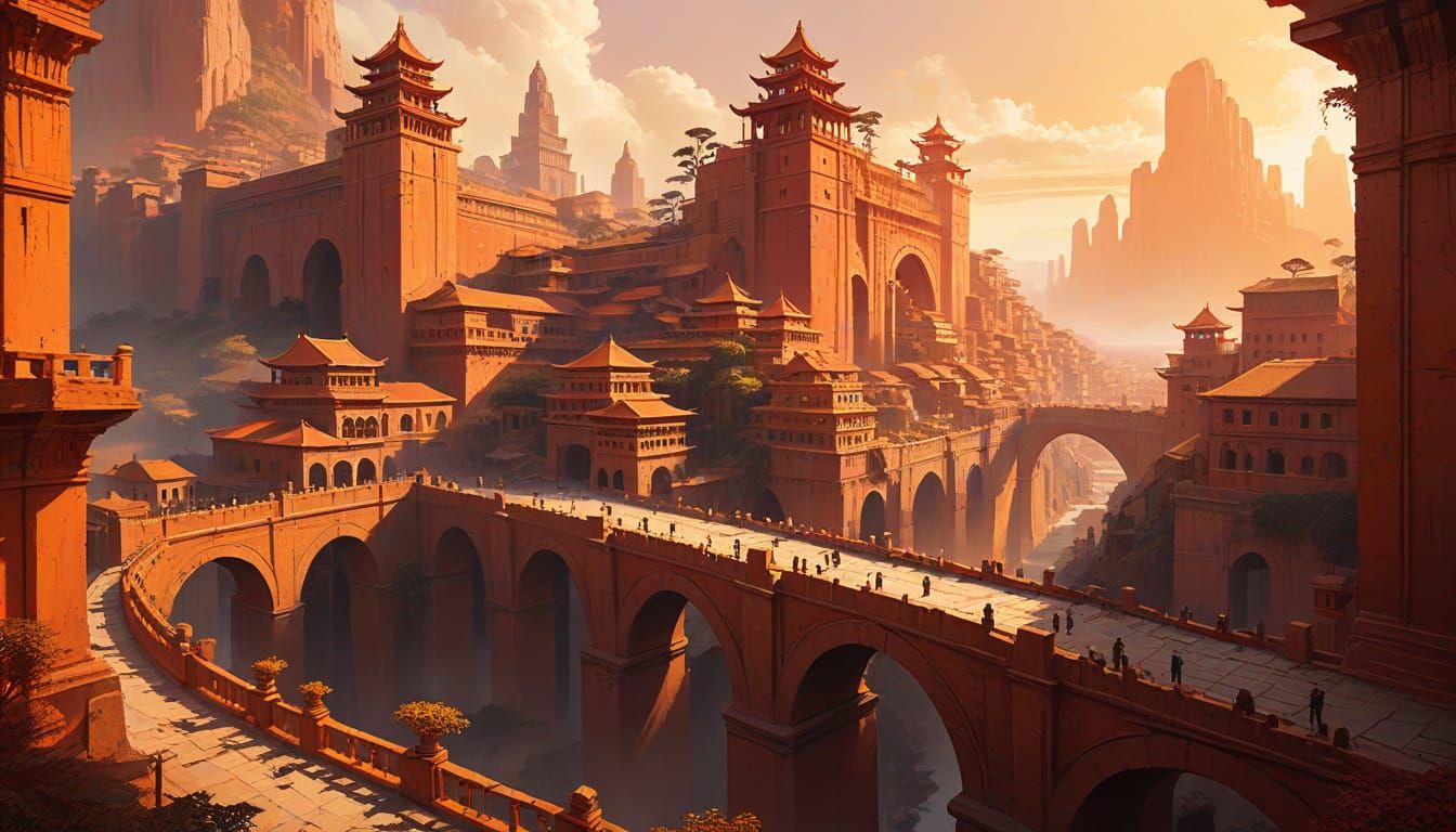 Ancient Cityscape in Warm, Muted Hues