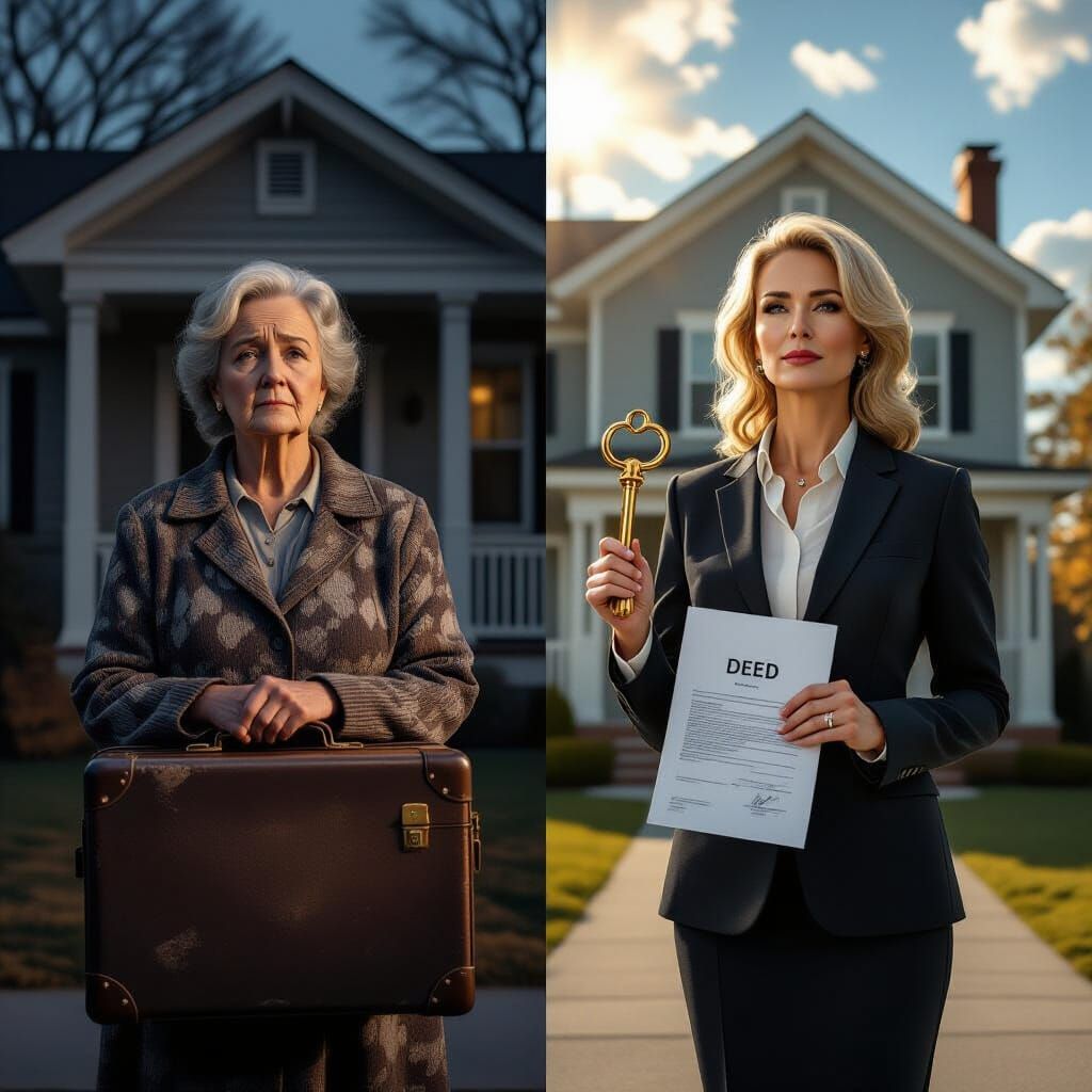 Elderly Woman's Transformation: Sadness to Success