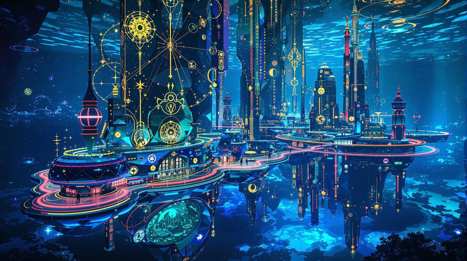 Glowing Cosmic Metropolis on a Methane Ocean