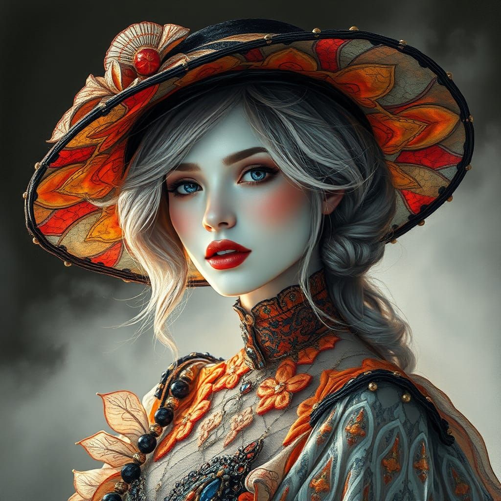 Elegant Woman Portrait in Impressionist Style