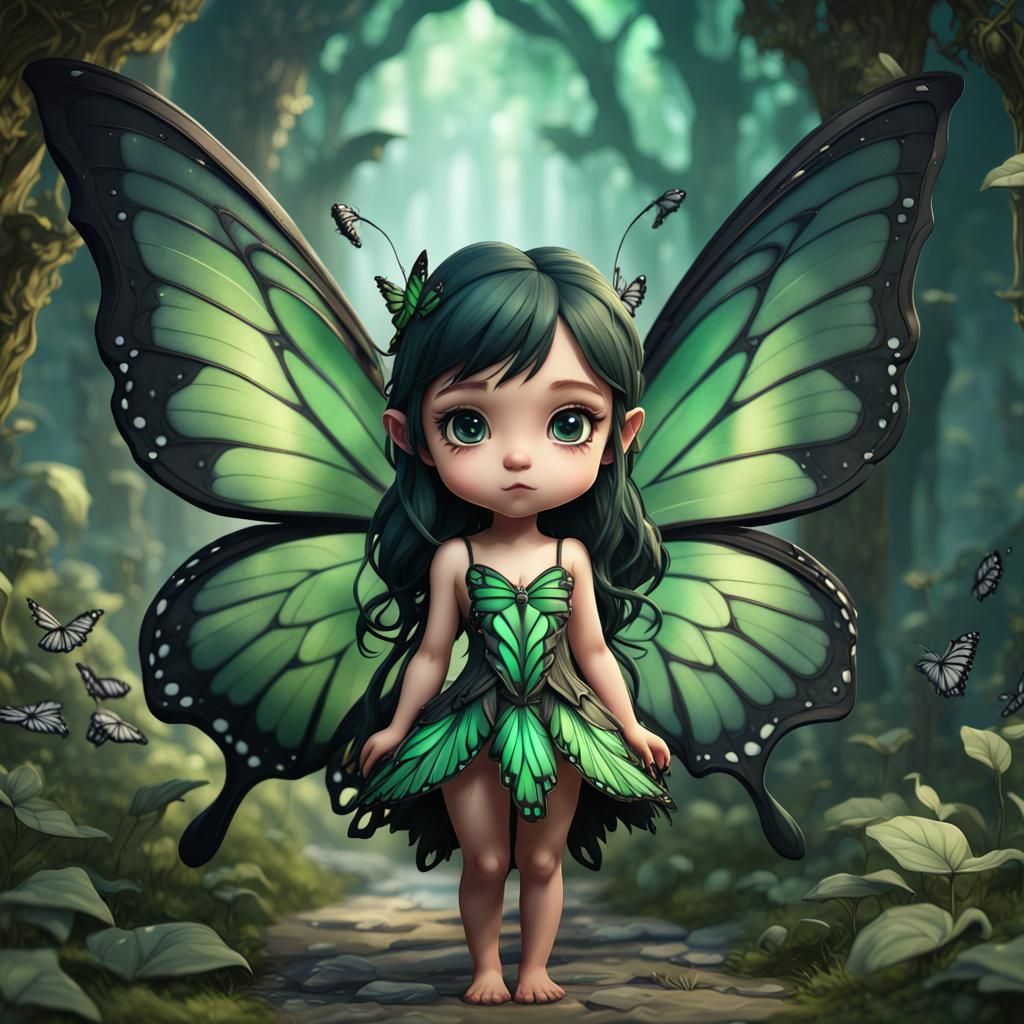 Chibi Fairy with Butterfly Wings, Digital Art