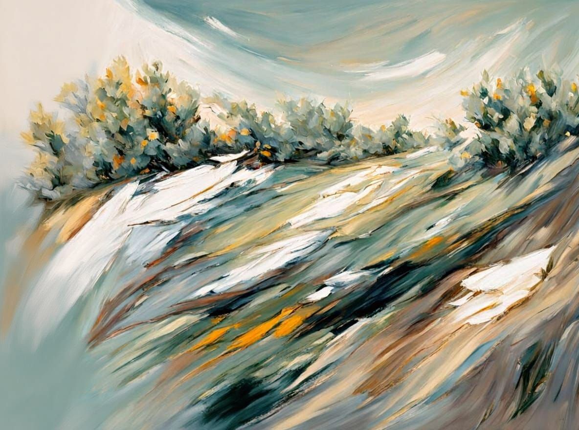 Bouncy Provence Landscape in Modern Impressionistic Style