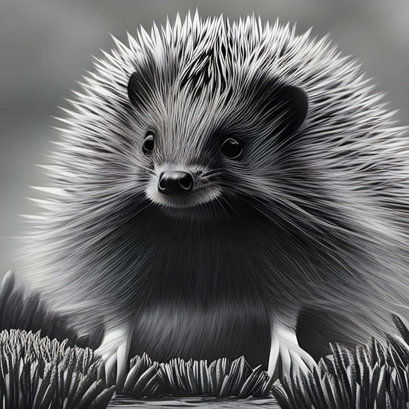 Hyperrealistic Pencil Sketch of a Hedgehog