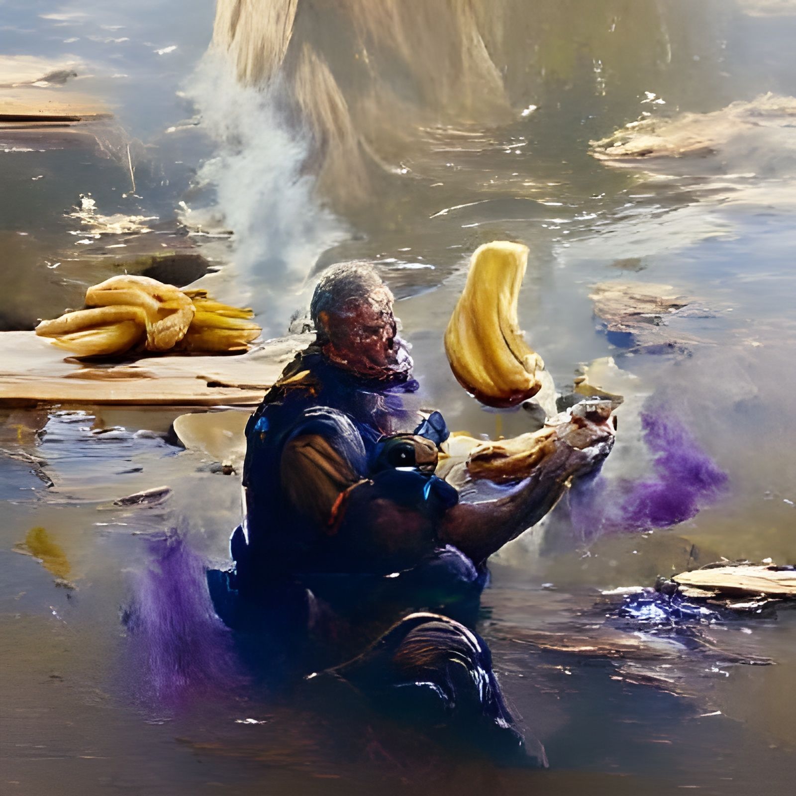 Thanos Eats a Banana: Oil Painting