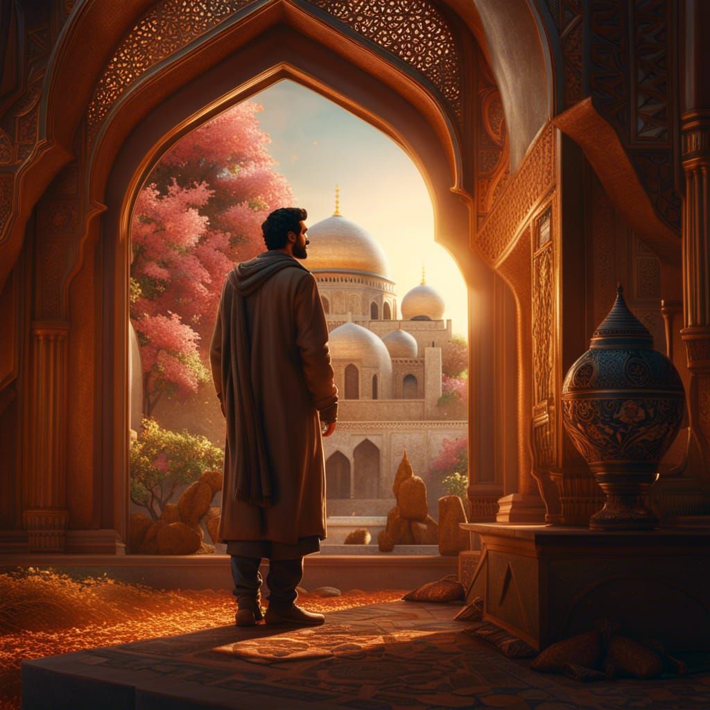 Hopeful Syrian Man in Detailed Matte Painting