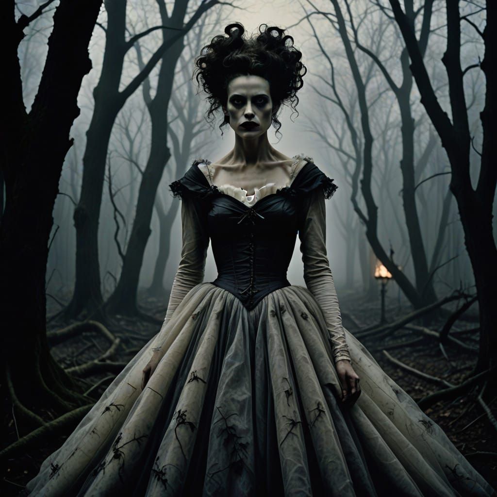 Gothic Supermodel Strikes a Pose in Haunting Bridal Gown