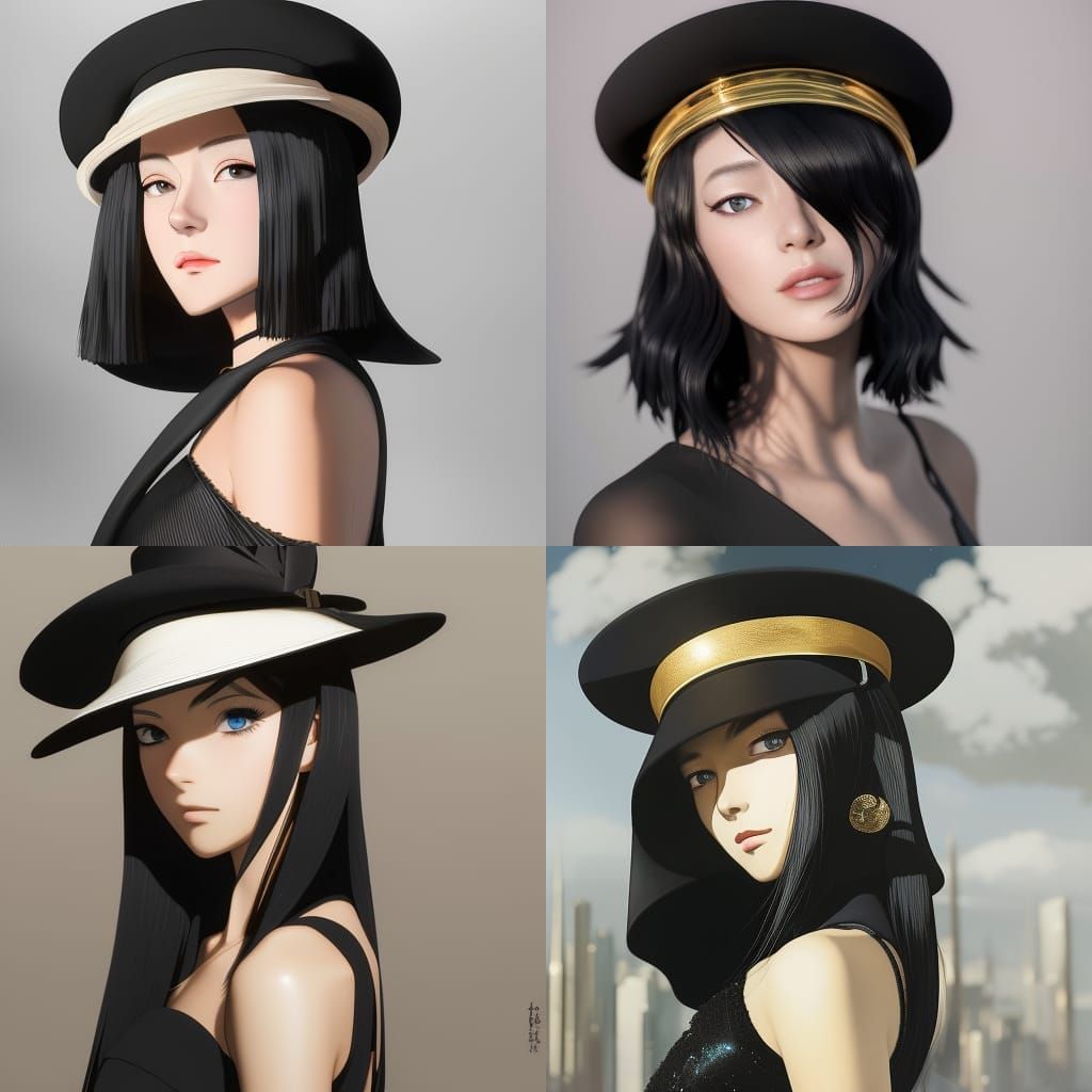 Anime Girl in Black Dress, Ghibli Style