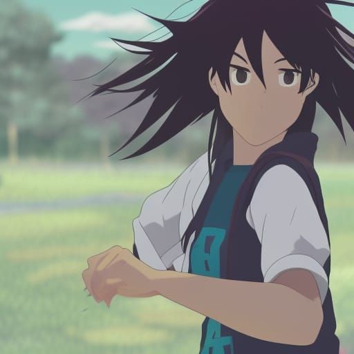 Anime Soccer Girl in Vibrant Studio Ghibli Style