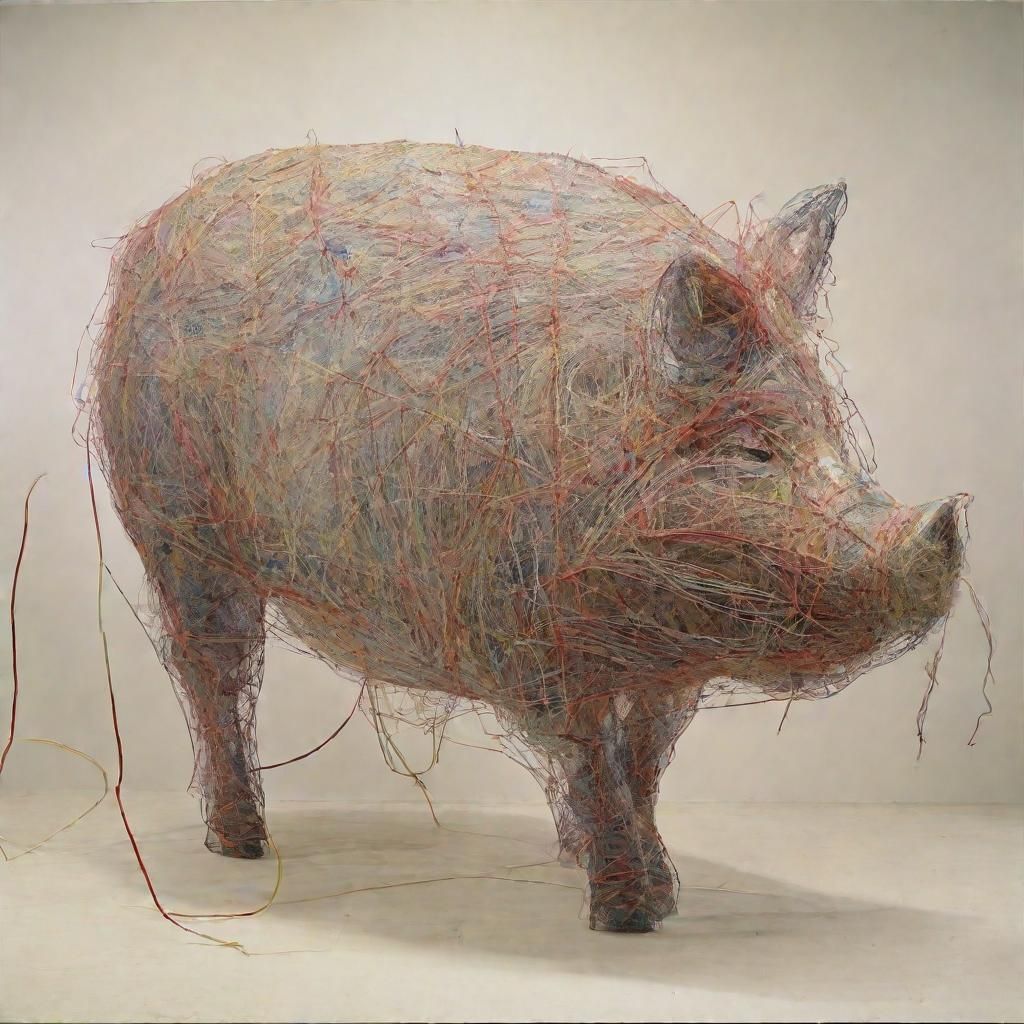 String Art Pigs Discover Deep Space as Assemblage