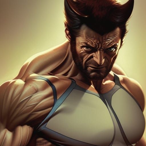 Wolverine Portrait in Dynamic Lighting, Hyperdetailed Art