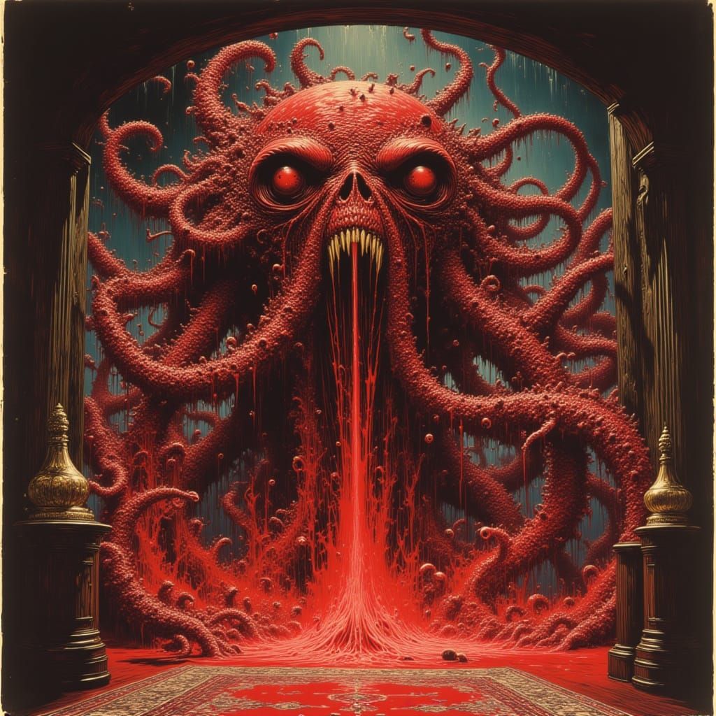 A reddish glow filled the corner by the window—a bloody glow...