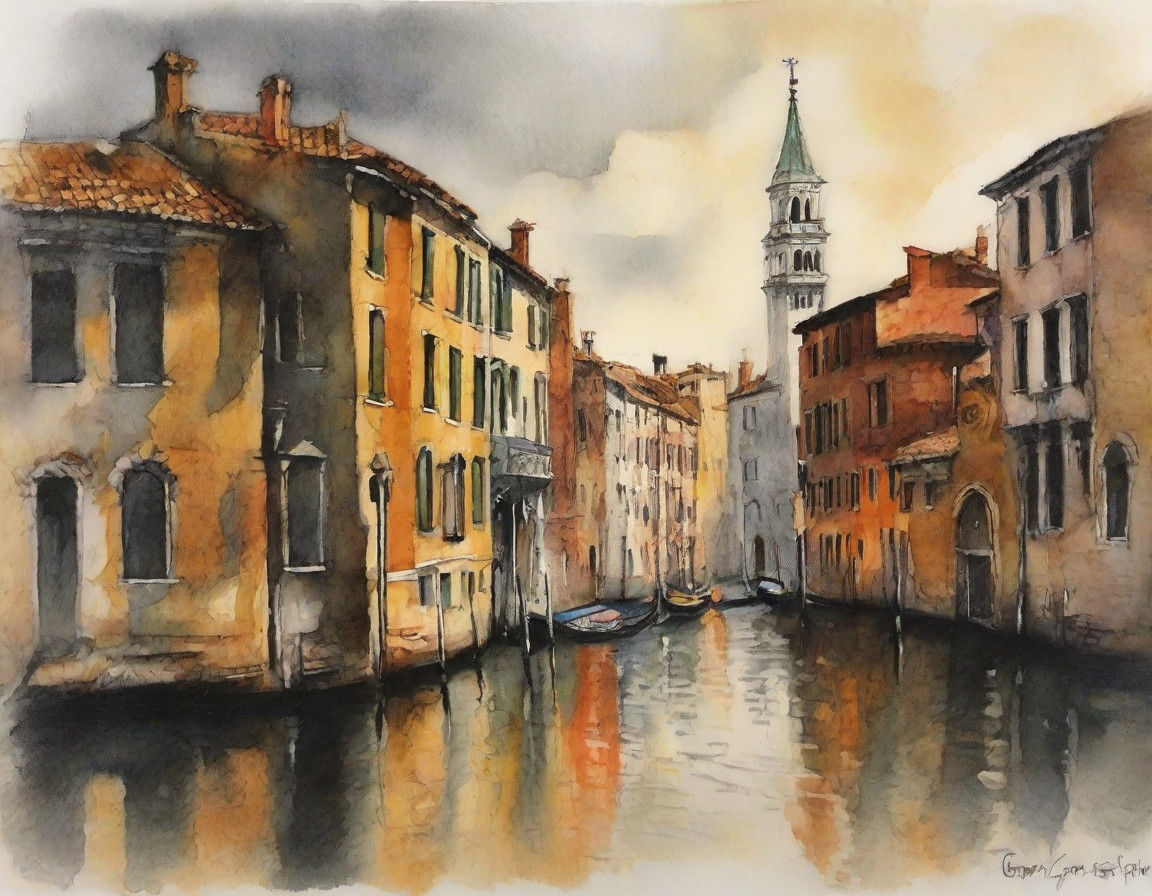 Venetian Rooftops Lost in Morning Fog