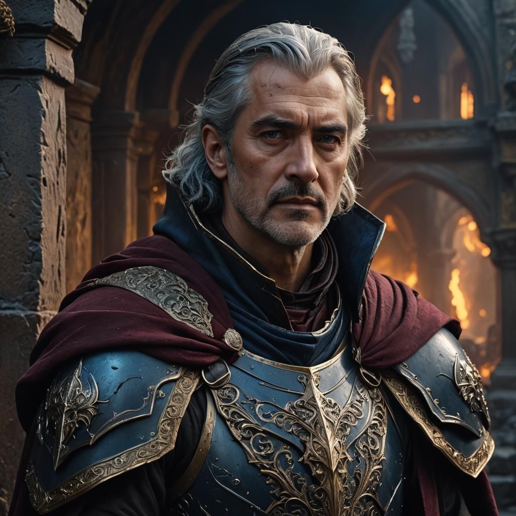 Noble in Black Scale Armor Digital Matte Painting