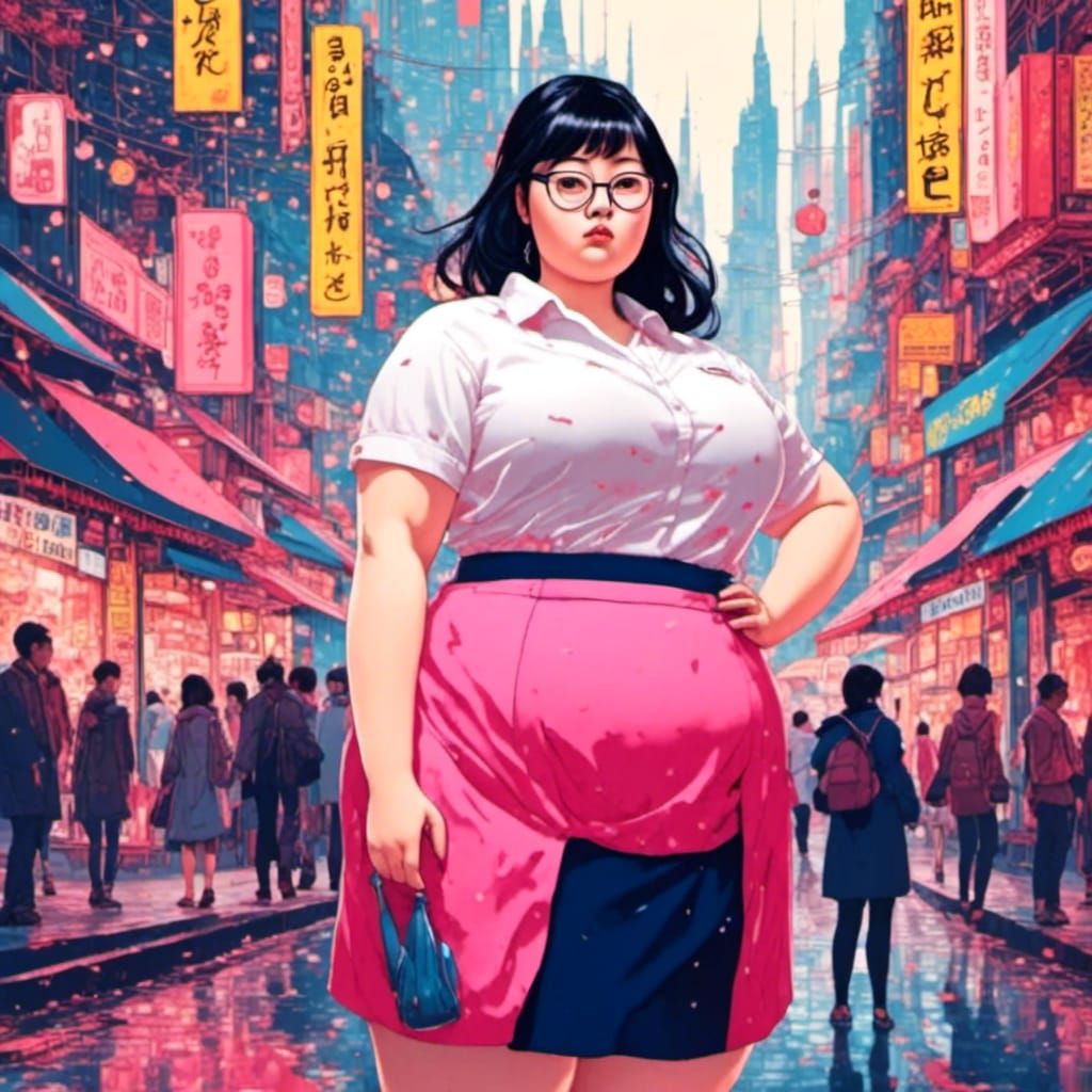 BBW curvy Nerdy Asian girl with big glasses:...