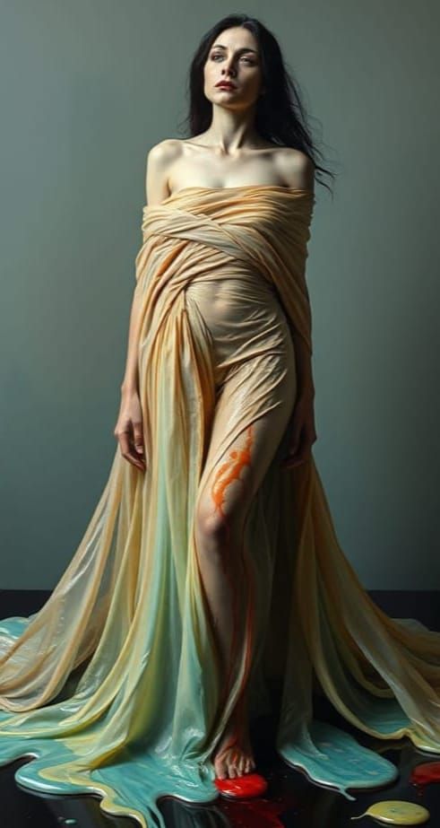 Surreal Melting Woman in Salvador Dali Style