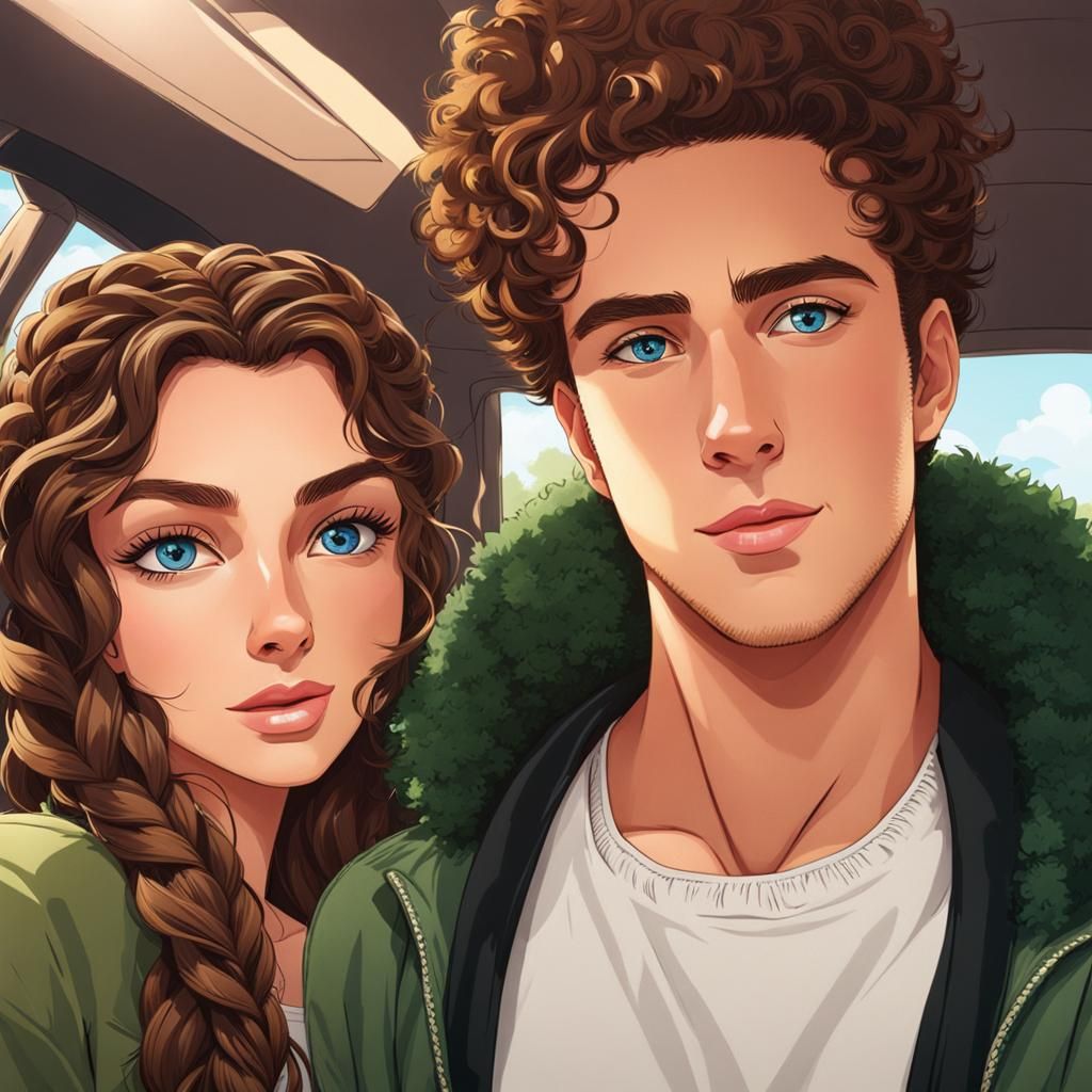 Brunette Woman with Boyfriend and Blonde Afro