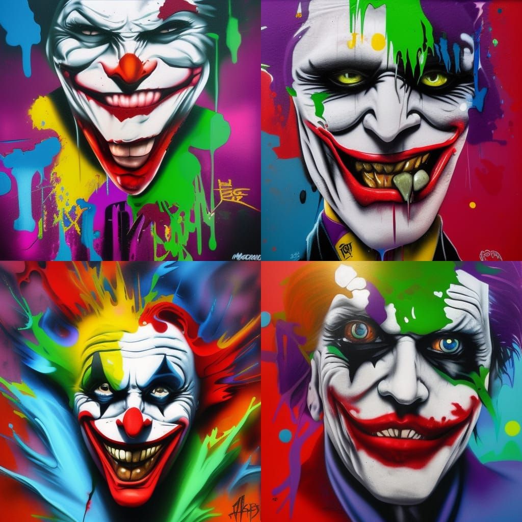 Joker Graffiti Art in Polychromatic Colors
