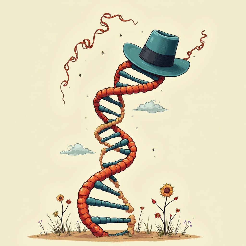 Whimsical RNA Molecule with a Fedorasque Chapeau