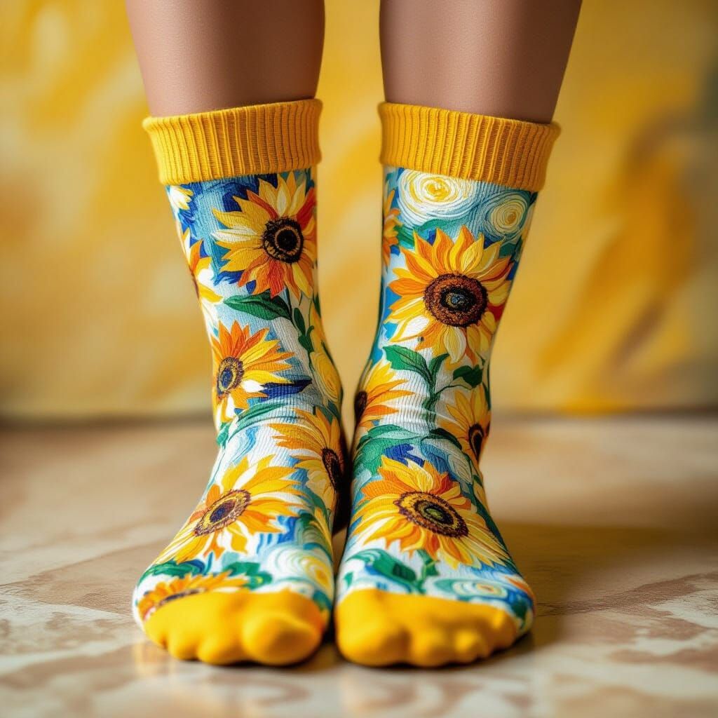Van Gogh Sunflower Socks: Impressionistic Style
