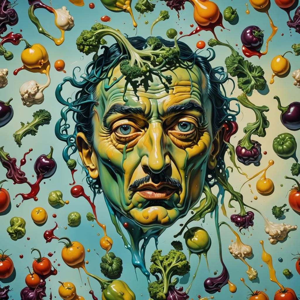 Surreal Melting Vegetables in Salvador Dali Style