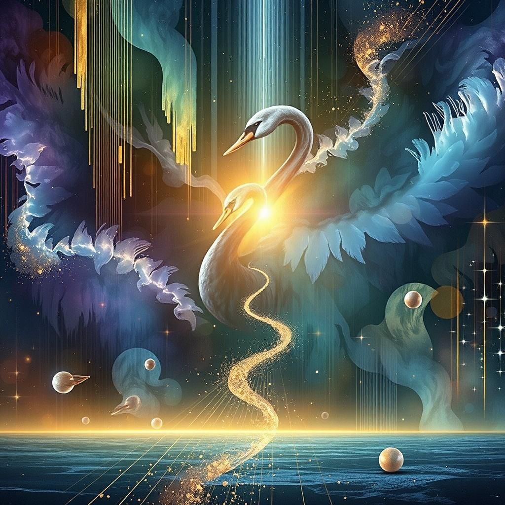 Celestial Swan Dance: Ethereal Fantasy Art