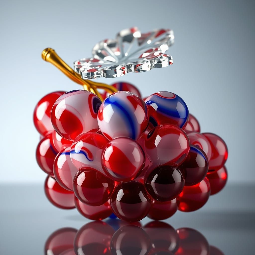 Glass Grapes Sculpture with Swirling Patterns