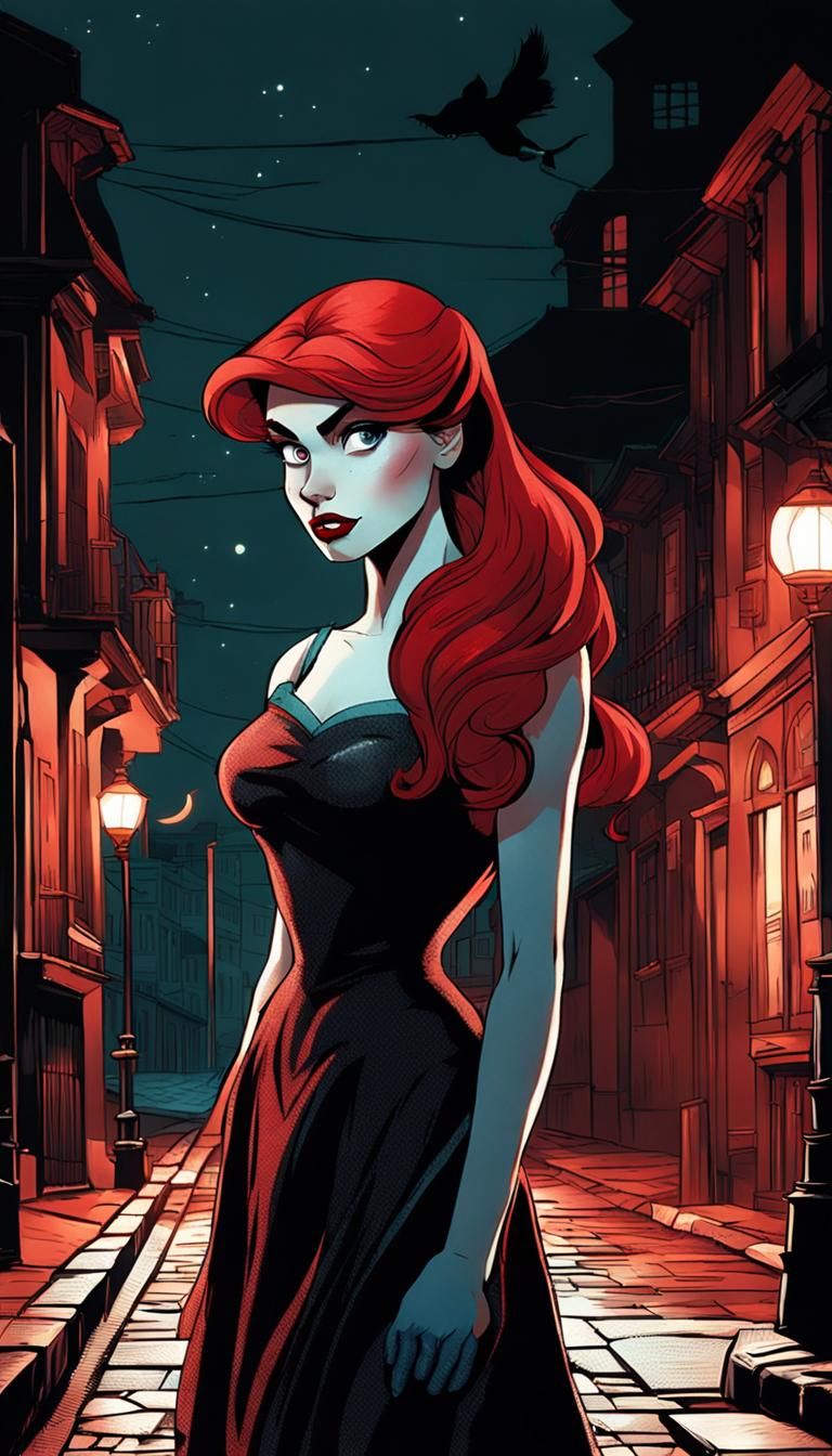 Ariel as Femme Fatale in Graphic Novel Style