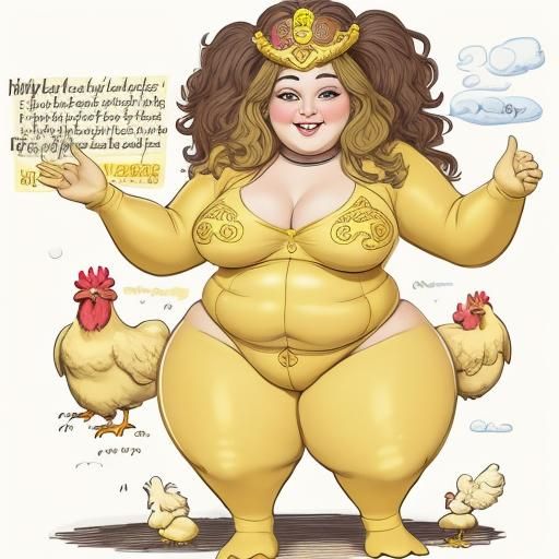 Cartoon Hen Goddess Holding World Egg