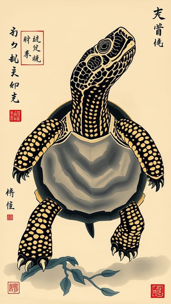 Ancient Swinhoe's Tortoise in Traditional Chinese Art