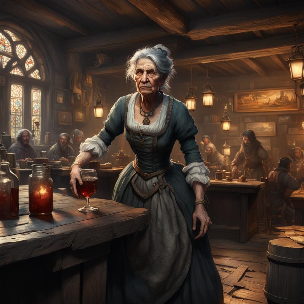 Detailed Dark Fantasy Portrait of an Old Woman