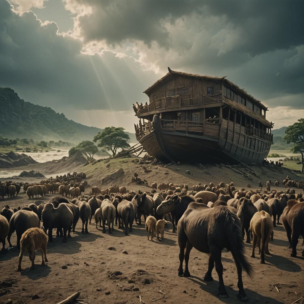 Epic Cinematic Film Still of Noah's Ark