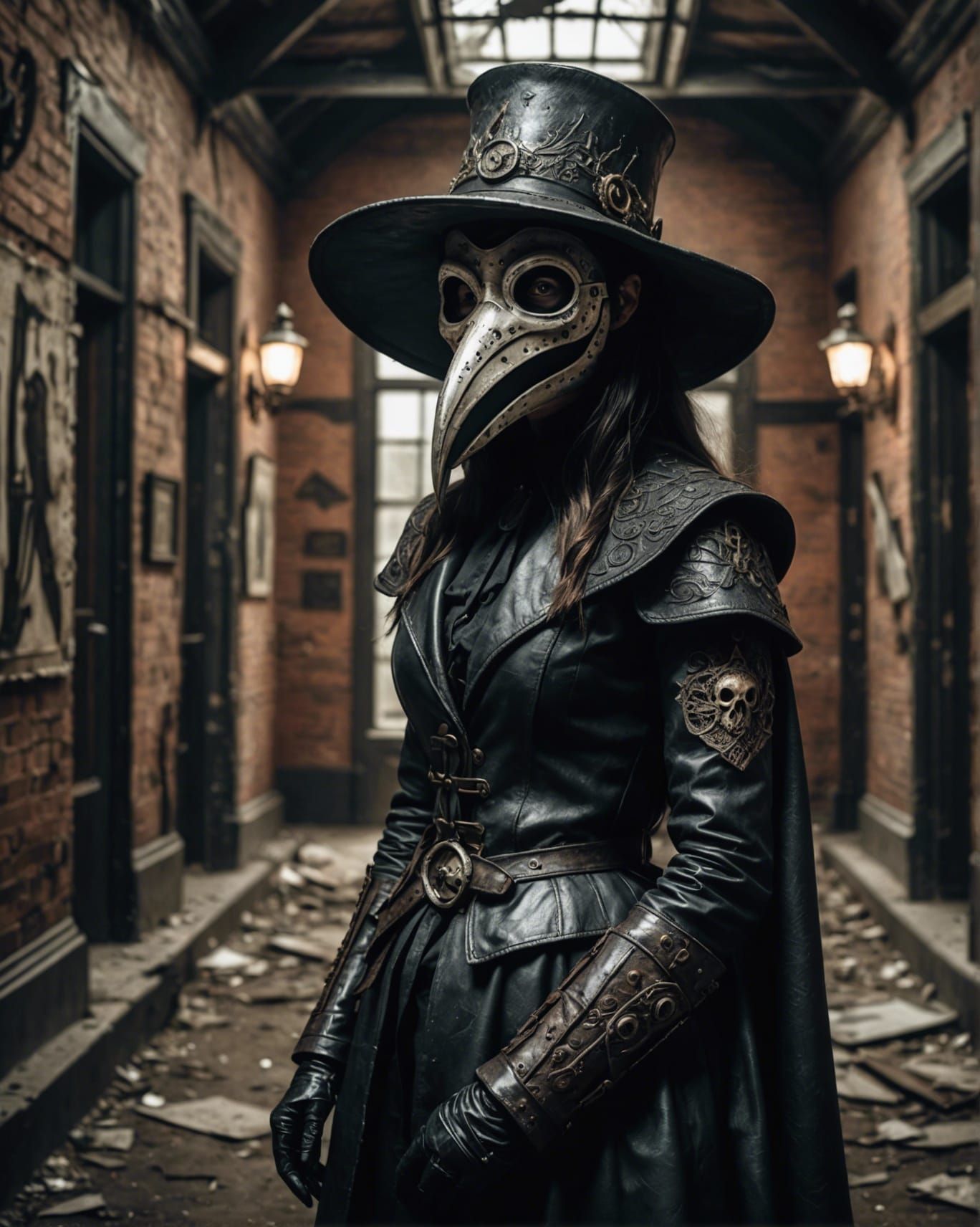 Lovecraftian Plague Doctor in Abandoned Asylum
