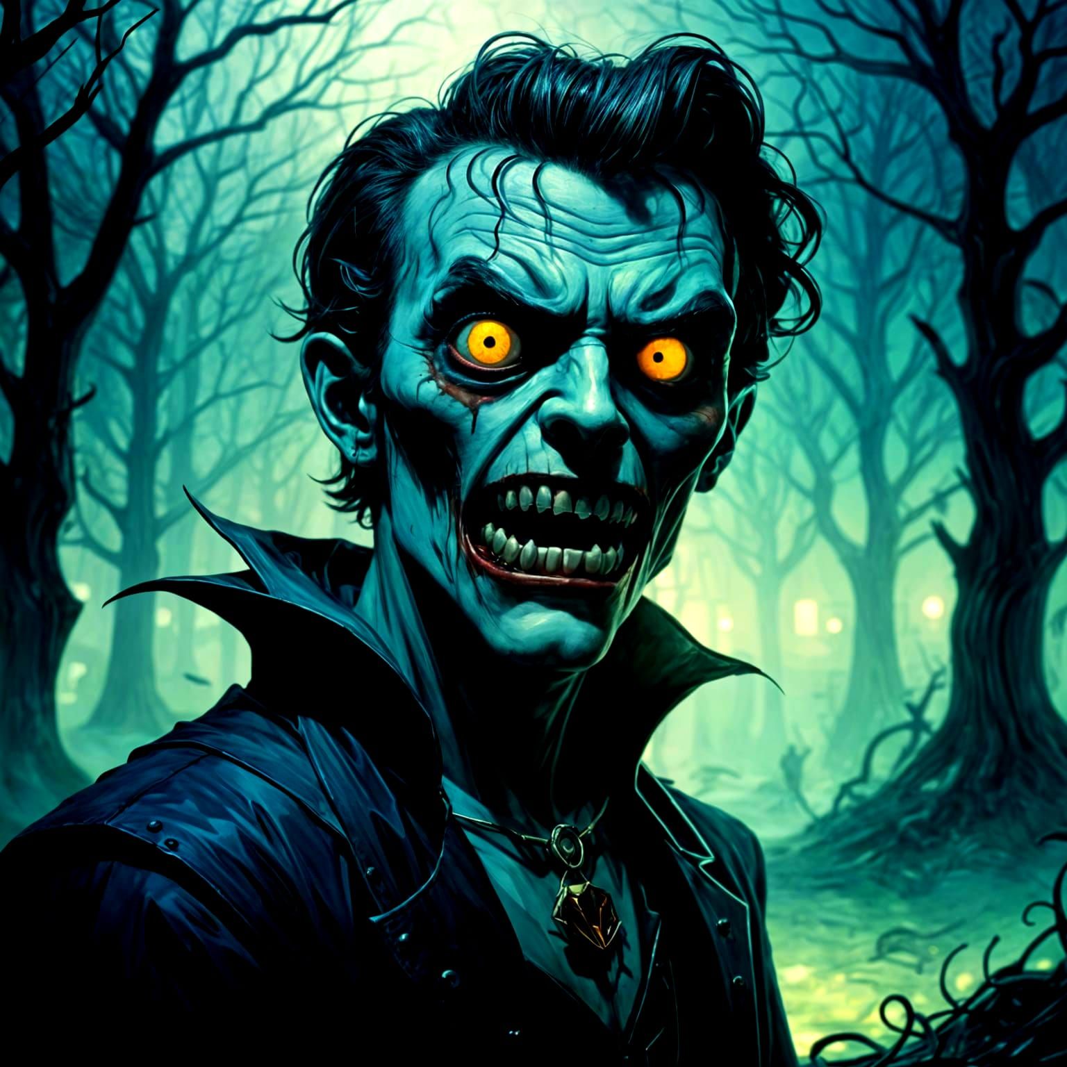 Cyberpunk Vampire in Lowbrow Horror Style