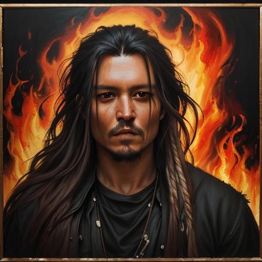 Johnny Depp Painting with Fire: Hyperrealistic Concept Art
