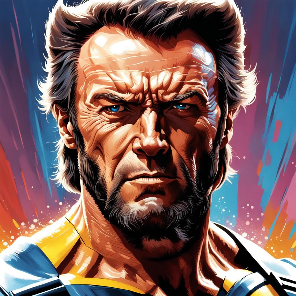 Clint Eastwood as Wolverine: Hyperrealistic Concept Art