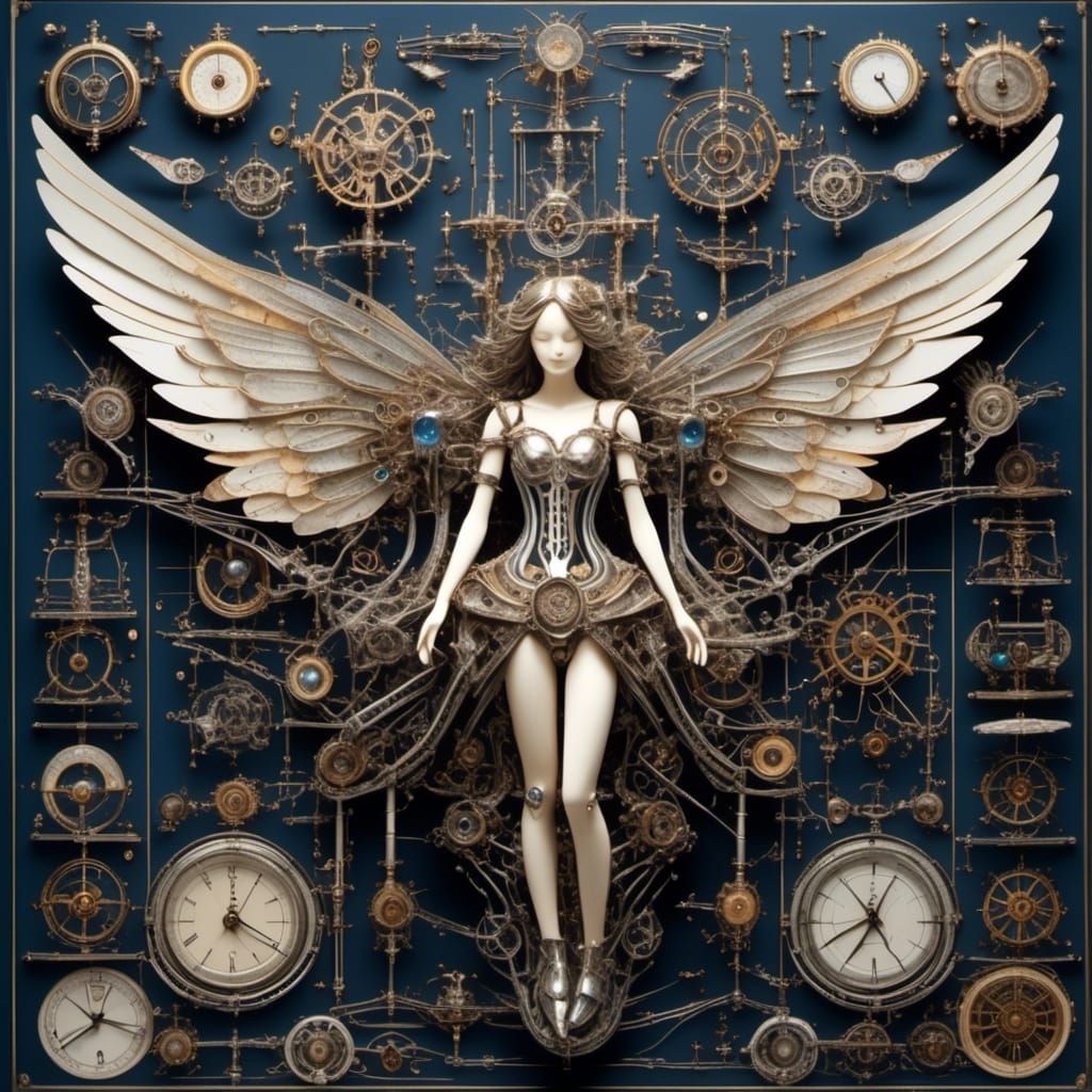 Steampunk Silver Angel Automaton Blueprint