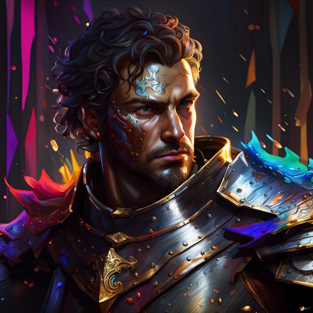 Hyperrealistic Lancelot Portrait in Splash Art Style