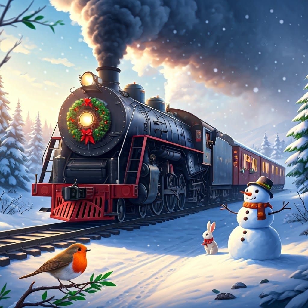 Festive Steam Train Journey Through Winter Wonderland