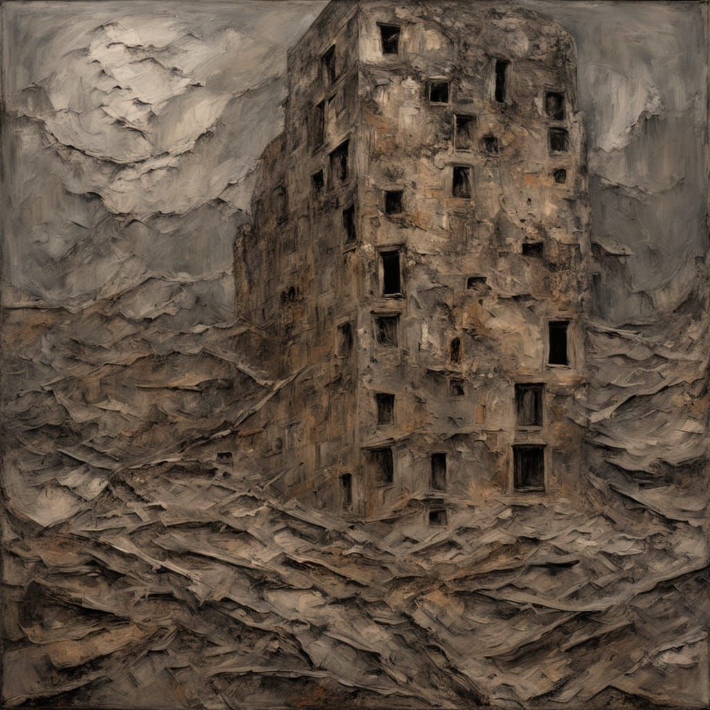 Monumental Landscape Inspired by Anselm Kiefer's Style