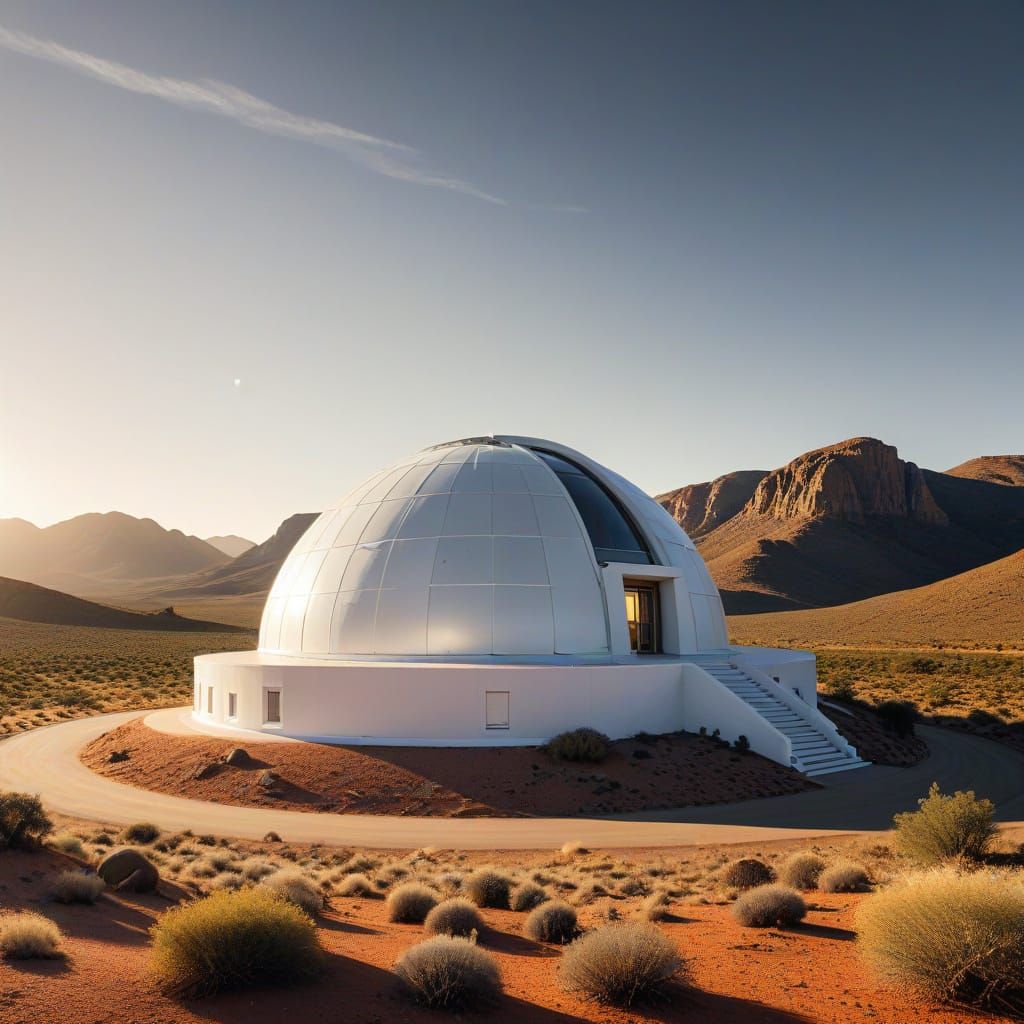 Karoo Planetarium at Golden Hour: Digital Landscape Art
