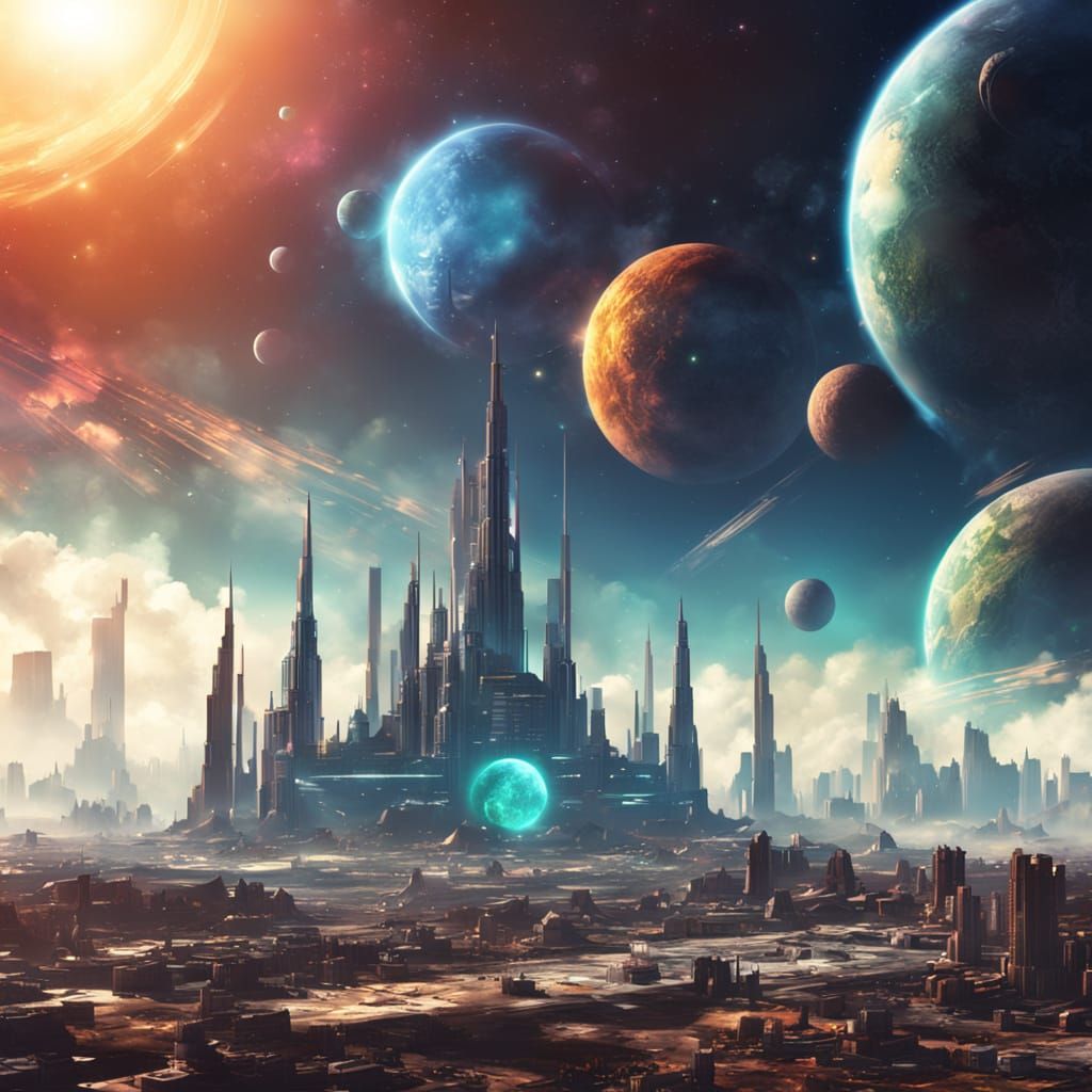 Alien City on Moon Concept Art in 8K