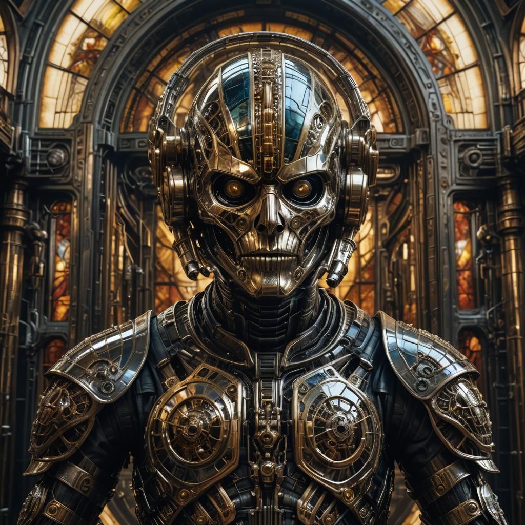 Biomechanical Astronaut in Mirror Mask Concept Art