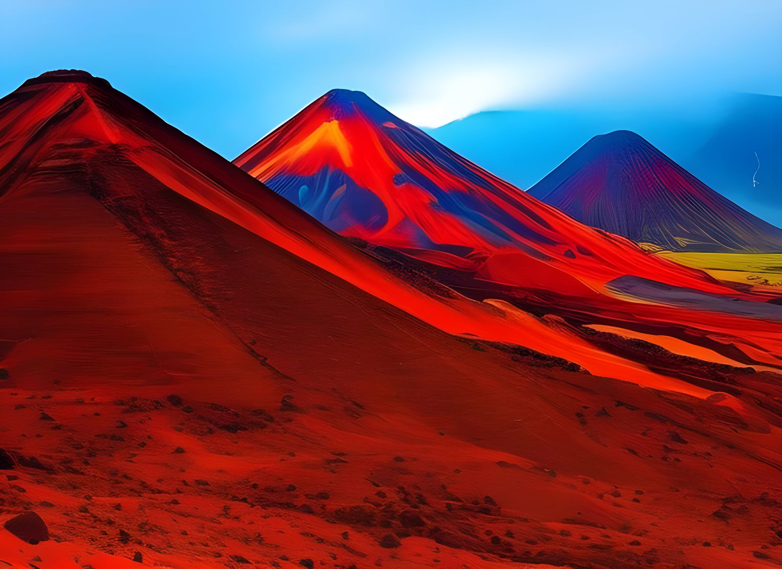 Psychedelic Volcano Eruption in a Mystical Landscape